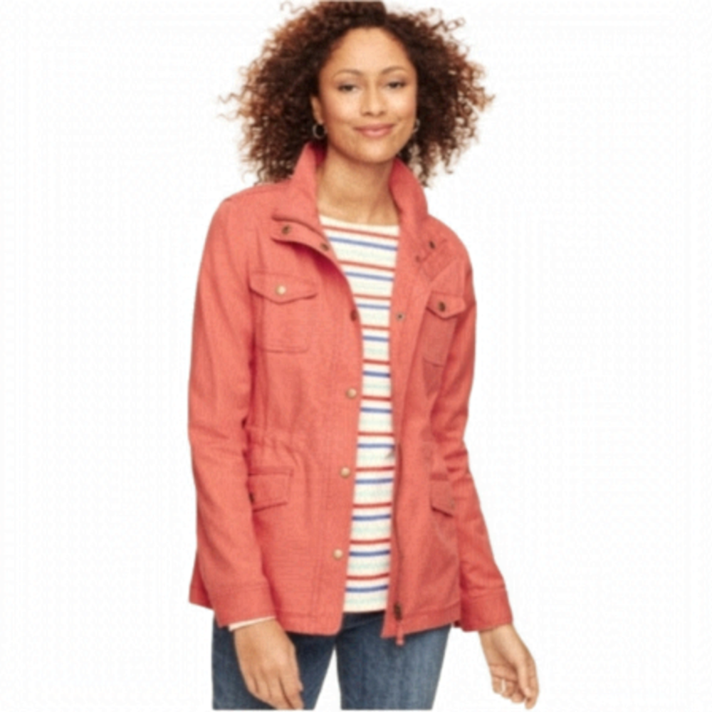 Talbots Dusty Pink/ Coral Safari Jacket Medium cinchable waist full zipper